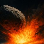 Illustrazione della collisione di un asteroide