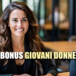 Due donne che parlano al bar e scritta "bonus giovani donne"