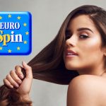 Donna che si tiene la chioma e logo Eurospin