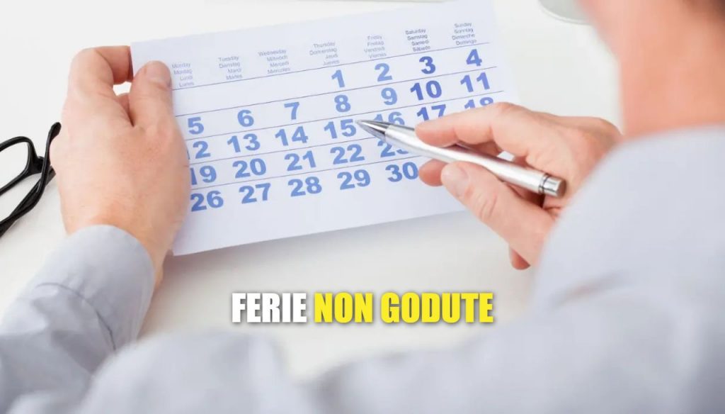Scritta "ferie non godute" e calendario