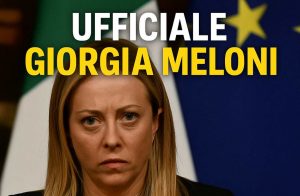 Giorgia meloni con sguardo serio e minaccioso. Scritta "Ufficiale Giorgia Meloni"