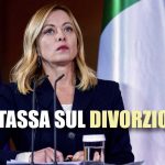 Giorgia Meloni e scritta "tassa sul divorzio"