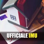 Illustrazione casa sopra a banconota da 50€ e scritta "ufficiale imu"
