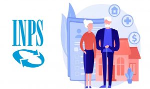 Logo INPS e disegno di due anziani