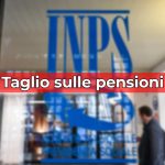 Logo INPS vetrina ufficio e scritta "taglio sulle pensioni"