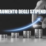 Rappresentazione aumento salariale e scritta "Aumento degli stipendi"